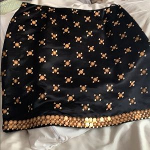 Sexy black beaded silk skirt